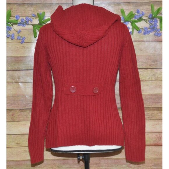 Effeci Ladies Red Double Breasted Hooded Cardigan Sweater Size S PS Cozy - Picture 8 of 12